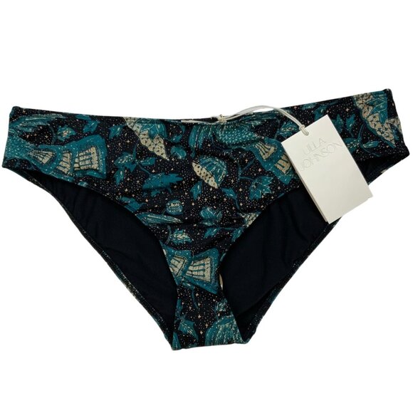 Ulla Johnson Dani Bikini Bottom XL Midnight Jade Floral Bird Low Rise Tropical - Picture 1 of 11
